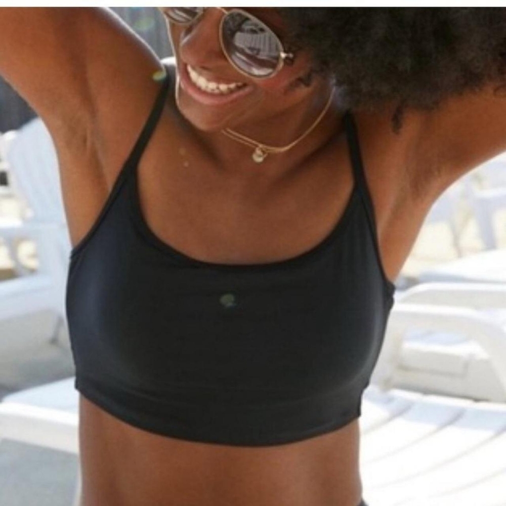 Aerie Black Longline Scoop Neckline Bikini Top